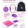 image:imageAbahub Pilates Ring Set Home Workout Pilates Equipment 14Magic Circle Yoga Ball Resistance Bands Sliding Disks Socks Fascial Ball Workout Guide amp Bag Blue Set