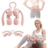 image:imageAbahub Manual Massage Roller Cellulite Massage Roller for Men Women Home Gym Deep Fascia Massager 2in1 Relieve Muscle Soreness Massager for Arm Thigh Back amp Shoulder Pink