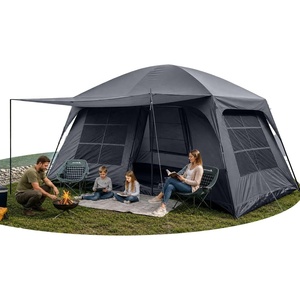 image:imageAbahub 10 Person Tent for Camping Family Cabin Tents with 2 Rooms and 2 Doors Large Tent with Rainfly Porch 4 Windows 14ft x 10ft x 81inGrey
