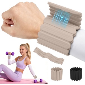 image:imageAbahub Adjustable Wrist amp Ankle Weights 2Pack Wearable Silicone Weighted Bracelet for Women Arm Leg Weights for Home Gym Workout Jogging Yoga amp PilatesMagnetic Beige