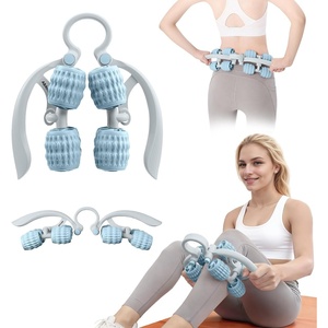 image:imageAbahub Manual Massage Roller Cellulite Massage Roller for Men Women Home Gym Deep Fascia Massager 2in1 Relieve Muscle Soreness Massager for Arm Thigh Back amp Shoulder Blue
