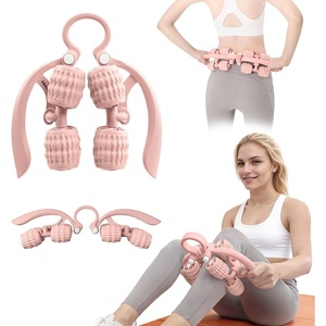 image:imageAbahub Manual Massage Roller Cellulite Massage Roller for Men Women Home Gym Deep Fascia Massager 2in1 Relieve Muscle Soreness Massager for Arm Thigh Back amp Shoulder Pink