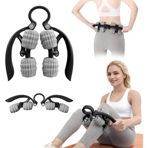 image:imageAbahub Manual Massage Roller Cellulite Massage Roller for Men Women Home Gym Deep Fascia Massager 2in1 Relieve Muscle Soreness Massager for Arm Thigh Back amp Shoulder Grey
