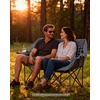 image:imageAbahub Loveseat Camping Lawn Chairs Two Person Seater Double Couch DualGrey Grid