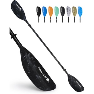 image:imageAbahub 210230cm230250cm Adjustable Kayak Paddle for KayakBoatingBlack with White Wave Print