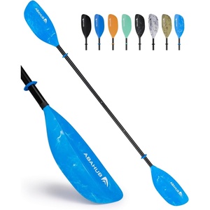 image:imageAbahub 210230cm230250cm Adjustable Kayak Paddle for KayakBoatingBlue with White Wave Print
