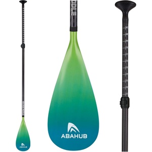 image:imageAbahub 3Piece Carbon Fiber SUP PaddleAdjustable 6786 Lightweight with BagGreen Print