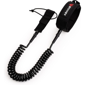 image:imageAbahub Coil SUP Leash10 ft Coiled Paddle Board Leashes57mm Legrope Strapblack