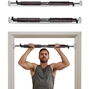 image:imageAbahub Doorway PullUp Bar with Safety Lock Home Use HeavyDuty Door Frame PullUp Bar for Upper Body Workout Adjustable Strength Training Horizontal Bar Supporting Up to 220 LBSRed