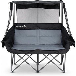 image:imageAbahub Loveseat Camping Lawn Chairs Two Person Seater Double Couch DualBlackgrey With Canopy