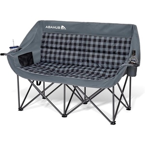 image:imageAbahub Loveseat Camping Lawn Chairs Two Person Seater Double Couch DualGrey Grid