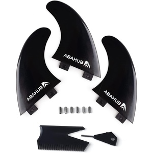 image:imageAbahub Surfboard Thruster Fins Set Compatible with FCS Style Fin BoxBlack with screws and key