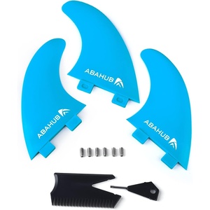 image:imageAbahub Surfboard Thruster Fins Set Compatible with FCS Style Fin BoxBlue with screws and key