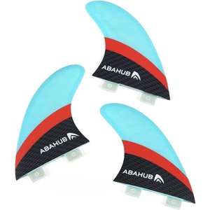image:imageAbahub Surfboard Thruster Fins Set Compatible with FCS Style Fin BoxFiberglass blue without accessories