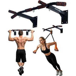 image:imageAbahub Wall Mounted Pull Up Bar440lbs MultiGrip ChinUp Bar for Home GymBlack with circular ring
