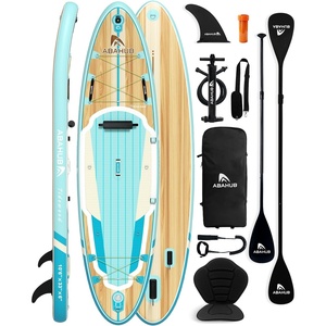 image:imageAbahub Inflatable SUP Wide 106 x 3134 iSUP Standup Paddleboard with Adjustable SUP Kayak Paddle for Yoga Paddle Board Kayaking Surf Canoe Fishing34 Wood
