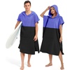 image:imageAbahub Surf Poncho Men amp Women Towel Poncho Adult with Hood M BlackPurpleBlack