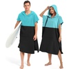 image:imageAbahub Surf Poncho Men amp Women Towel Poncho Adult with Hood M BlackTealBlack