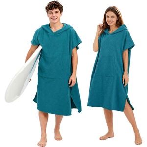 image:imageAbahub Surf Poncho Men amp Women Towel Poncho Adult with Hood M BlackDark Green