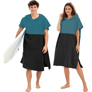 image:imageAbahub Surf Poncho Men amp Women Towel Poncho Adult with Hood M BlackDark GreenBlack