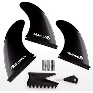 image:imageAbahub Surfboard Thruster Fins Set Compatible with Future Style Fin BoxBlack with screws and key