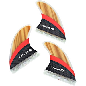 image:imageAbahub Surfboard Thruster Fins Set Compatible with Future Style Fin BoxFiberglass Teak Veneer without accessories