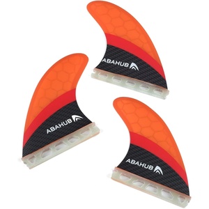 image:imageAbahub Surfboard Thruster Fins Set Compatible with Future Style Fin BoxFibrglass Orange without accessories
